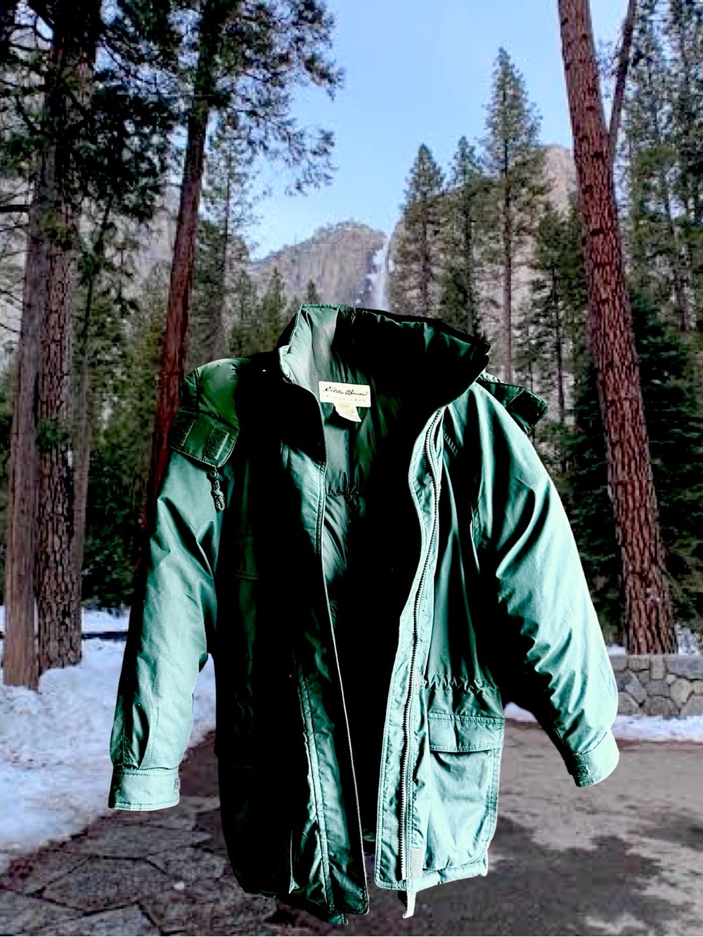Women’s Eddie Bauer Snowline Forest Green Goose Down Parka Jacket Size Small
